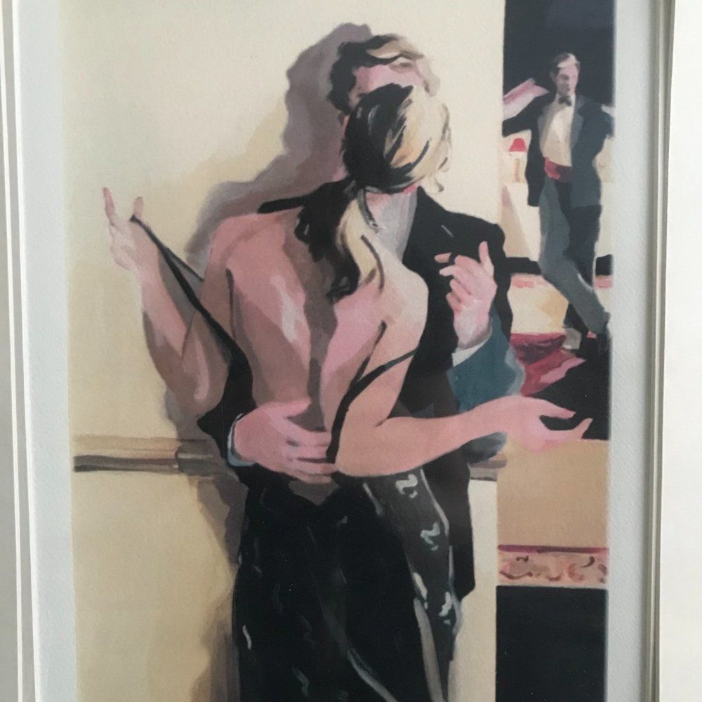 Stolen moments by secret lovers "The Alcove" by Robert Saunders Framed